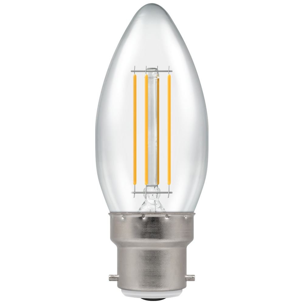 LED Candle Filament Clear 5W Dimmable 2700K BC-B22d (Pack of 10)
