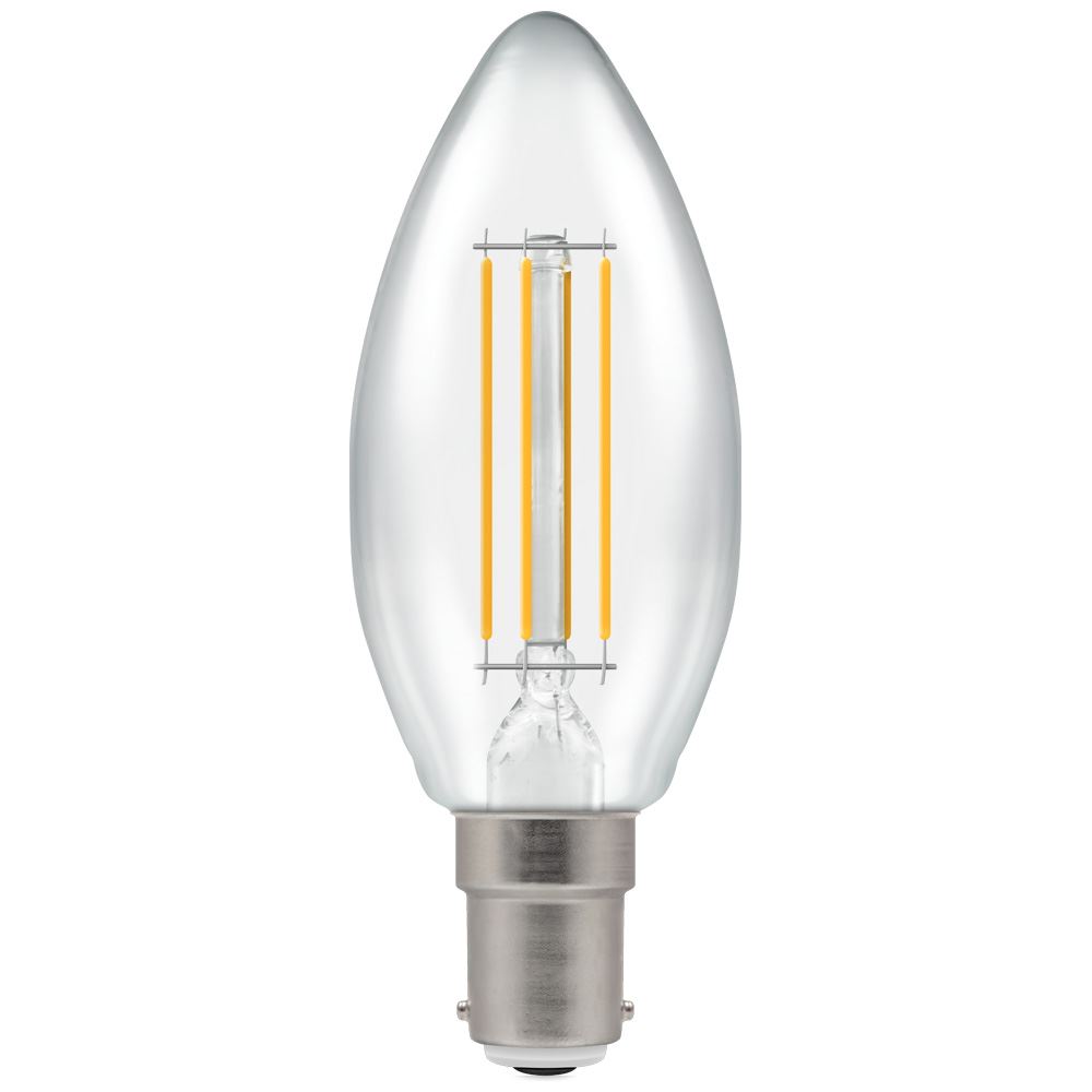 LED Candle Filament Clear 5W Dimmable 2700K SBC-B15d (Pack of 10)