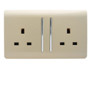 ART-SKT213LGO 2Gang Socket Screwless Long Switch 13A Gold