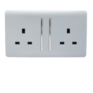 ART-SKT213LSI 2Gang Socket Screwless Long Switch 13A Silver