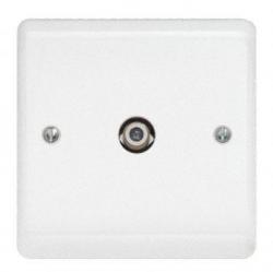 Aspire 1 Gang Satellite Socket - Moulded, White