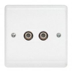 Aspire 2 Gang Satellite Socket - Moulded, White