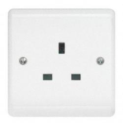 Aspire 1 Gang 13A Unswitched Socket - Moulded, White