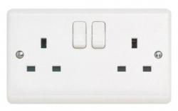Aspire 2 Gang 13A DP Switched Socket - Moulded, White