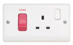 Aspire 45A DP Red Cooker Switch + 13A Switched Socket