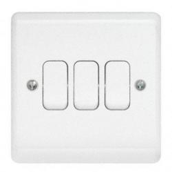 Aspire 3 Gang 2 Way 10AX Switch - Moulded, White