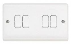 Aspire 4 Gang 2 Way 10AX Switch - Moulded, White