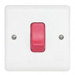 Aspire 1 Gang 45A DP Red Switch (1 Gang Plate) - Moulded, White