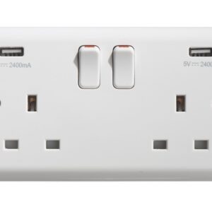 Aspire 2 Gang 13A DP Switched Socket + USB 5v/4800m