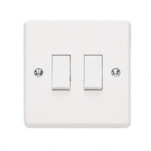 Traditional 2 Gang 10AX Intermediate Switch - Moulded, White