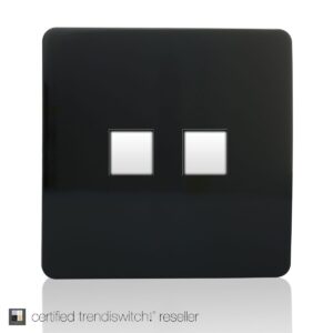Trendi 2 Gang CAT 5 or 6 Screwless PC Socket in Black