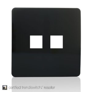 Trendi 2 Gang Screwless Telephone Slave Socket in Black