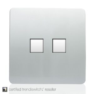 Trendi 2 Gang Screwless Telephone Slave Socket in Silver