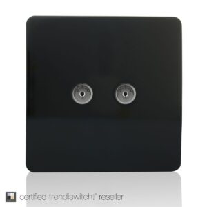 Trendi 2 Gang Screwless Television Coaxial Socket in Black