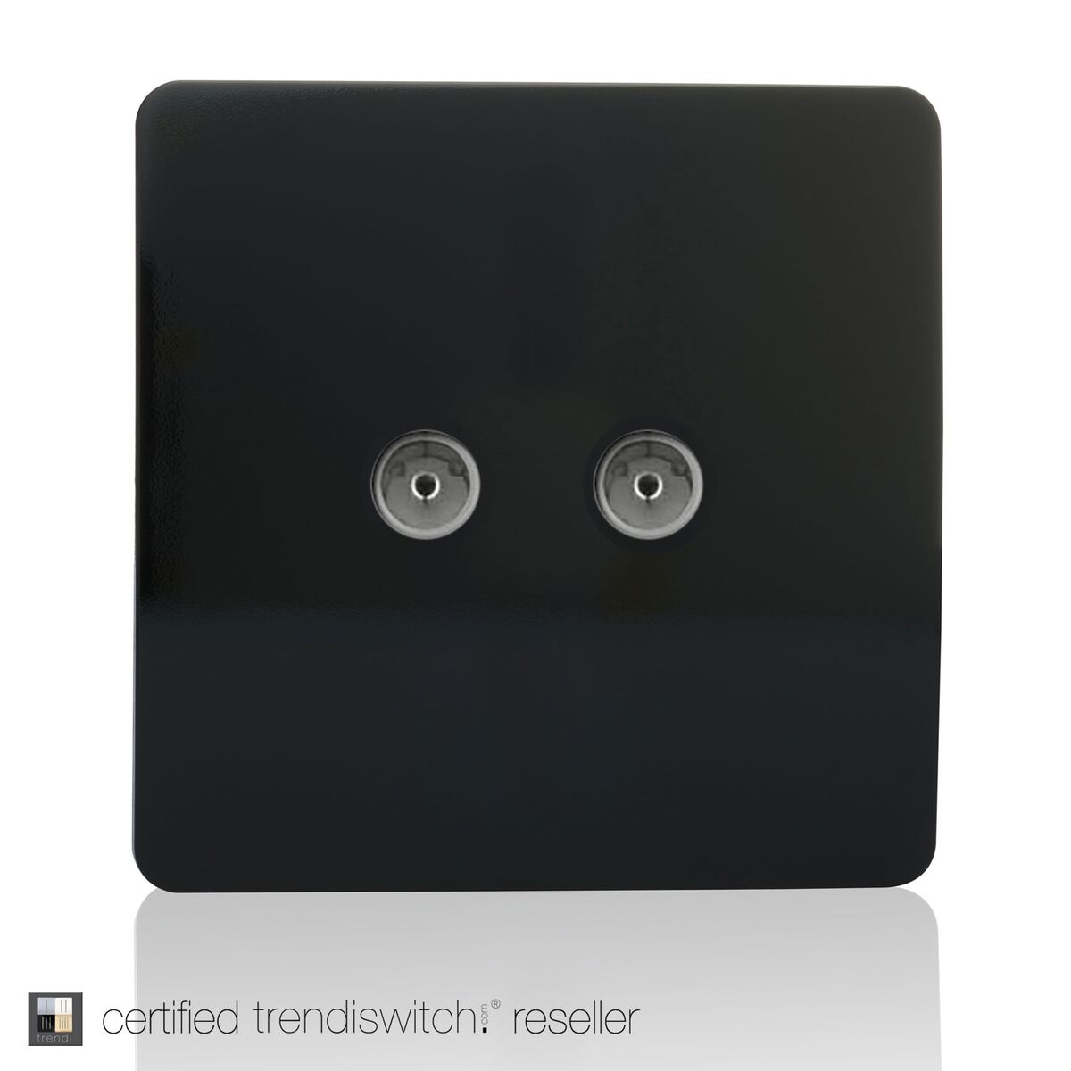 Trendi 2 Gang Screwless Television Coaxial Socket in Black
