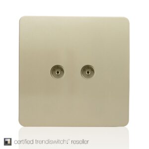 Trendi 2 Gang Screwless Television Coaxial Socket in Gold