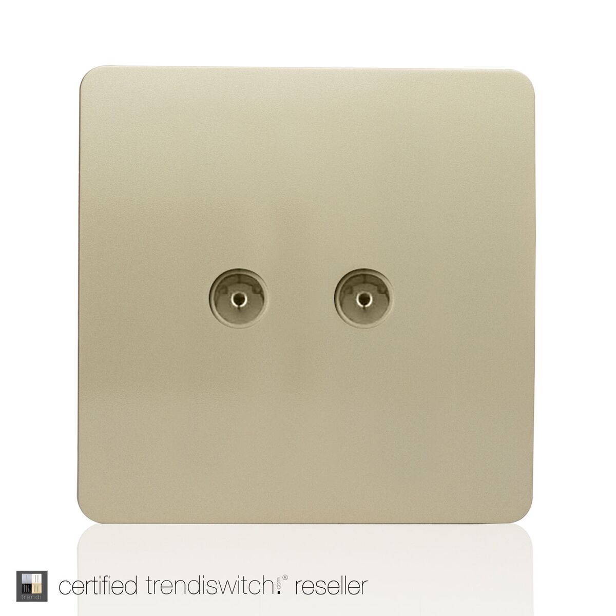 Trendi 2 Gang Screwless Television Coaxial Socket in Gold