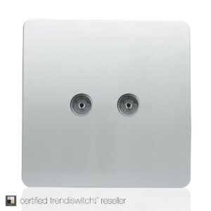 Trendi 2 Gang Screwless Television Coaxial Socket in Silver