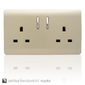 Trendi 2 Gang 13 Amp Short Switched Socket in Gold