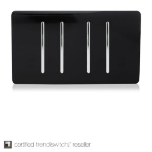 Trendi 4 Gang  2 Way Double Plate Light Switch in Black