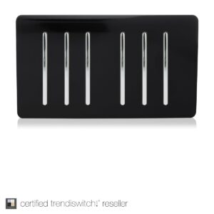 Trendi 6 Gang 2 Way Double Plate Light Switch in Black