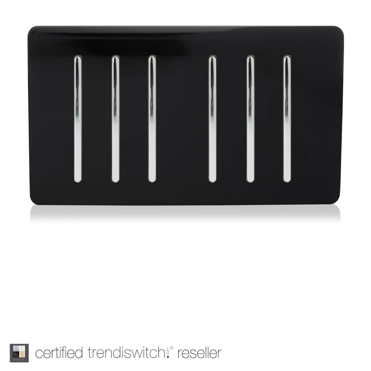 Trendi 6 Gang 2 Way Double Plate Light Switch in Black