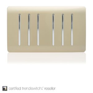 Trendi 6 Gang  2 Way Double Plate Light Switch in Gold