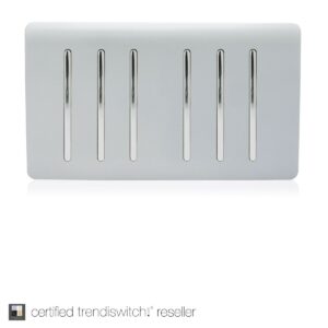 Trendi 6 Gang  2 Way Double Plate Light Switch in Silver