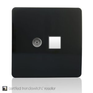 Trendi 2 Gang Television & Telephone Slave Socket in Black
