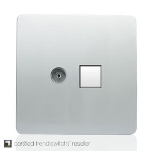 Trendi 2 Gang Television & Telephone Slave Socket in Silver