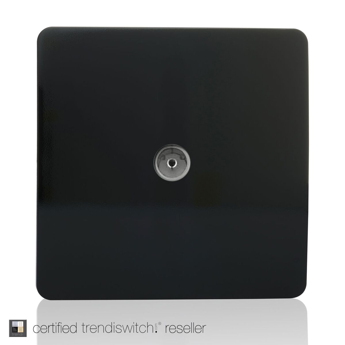Trendi 1 Gang Screwless Television Coaxial Socket in Black