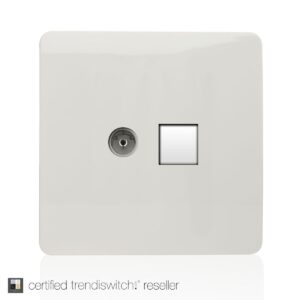 Trendi 2 Gang Television & PC CAT 5 or 6 Socket in White