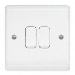 Aspire 2 Gang 2 Way 10AX Switch - Moulded, White