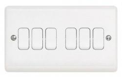 Aspire 6 Gang 2 Way 10AX Switch - Moulded, White