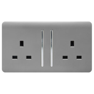 ART-SKT213LLG 2Gang Socket Screwless Long Switch 13A L-Grey