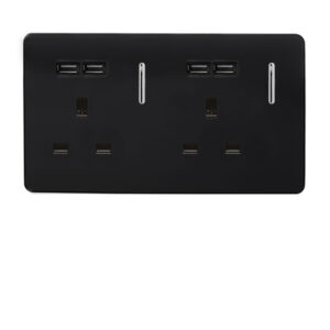 ART-SKT213USBBK 2Gang 4Port USB 2100mA 13A Socket Black