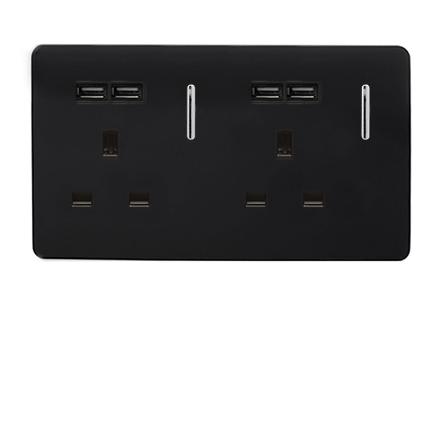 ART-SKT213USBBK 2Gang 4Port USB 2100mA 13A Socket Black