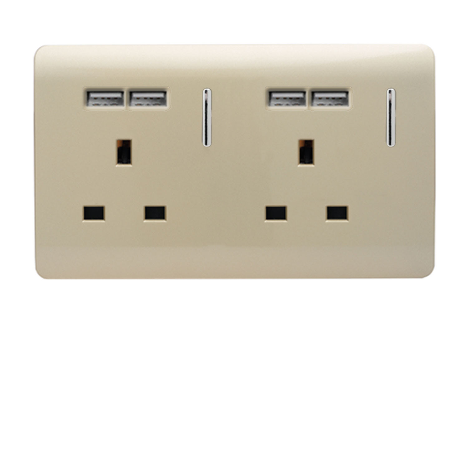 ART-SKT213USBGO 2Gang 4Port USB 2100mA 13A Socket Gold
