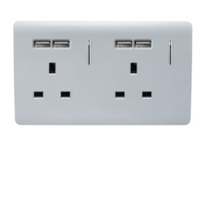 ART-SKT213USBSI 2Gang 4Port USB 2100mA 13A Socket Silver