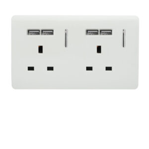 ART-SKT213USBWH 2Gang 4Port USB 2100mA 13A Socket White
