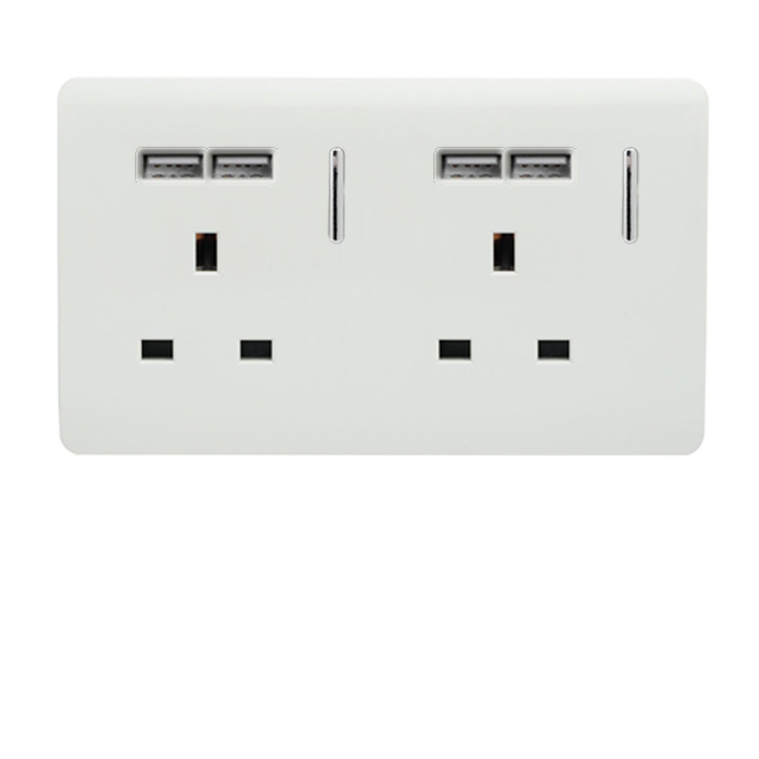 ART-SKT213USBWH 2Gang 4Port USB 2100mA 13A Socket White