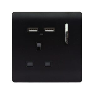 ART-SKT13USBMBK 1Gang 2Port USB 2100mA 13A Socket Matt Black
